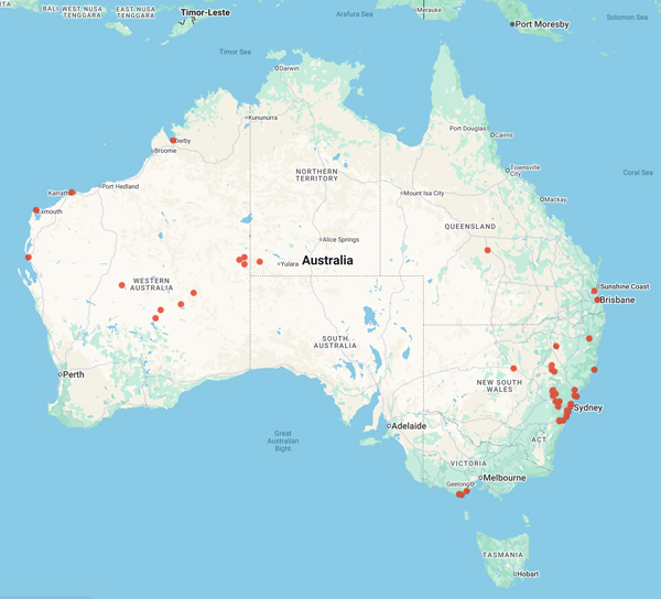 collecting locality map for 'Blombery, A.'