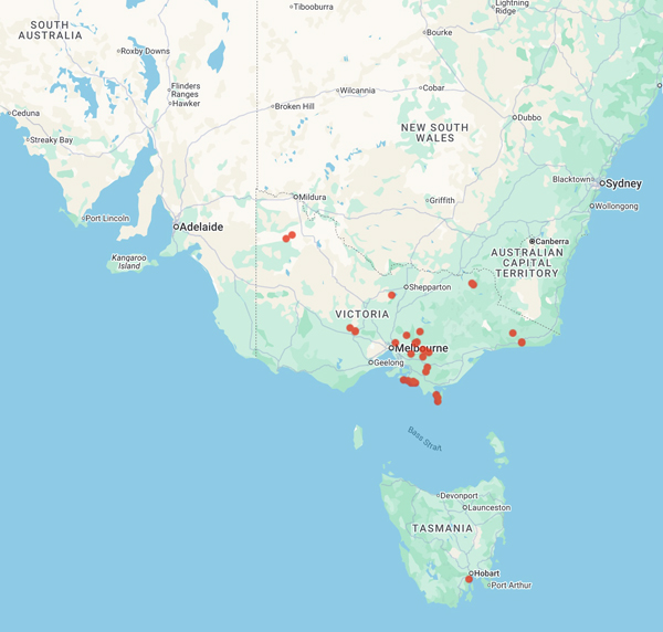 collecting locality map for 'Bond, R.W.'