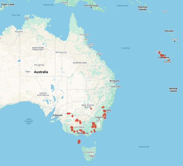 collecting locality map for 'Cantrill, D.'