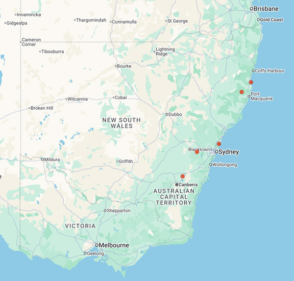 collecting locality map for 'Martin, A.R.H.'