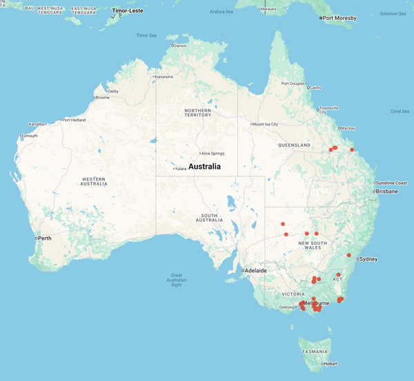 collecting locality map for 'Piggin, J.'