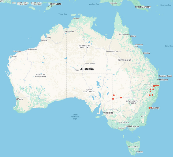 collecting locality map for 'Porter, D.A.'