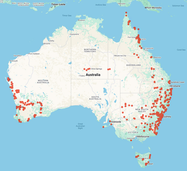collecting locality map for 'Wilson, T.C.'
