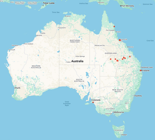 collecting locality map for ''Wuth, E.'' or 'Wuth, E.M.''